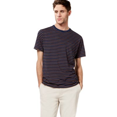 Navy textured striped pocket t-shirt